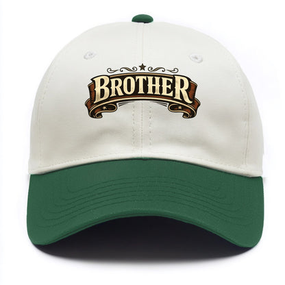 Bold typography design - "BROTHER" - male bond, brotherhood - Two Tone Cap - Green