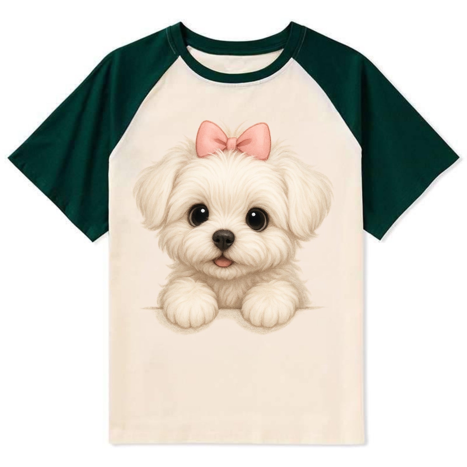 Maltese  - Contrast Raglan T-shirt - Green