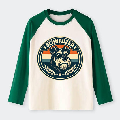 Noble Schnauzer Emblem - Raglan Long Sleeve T-Shirt - Green