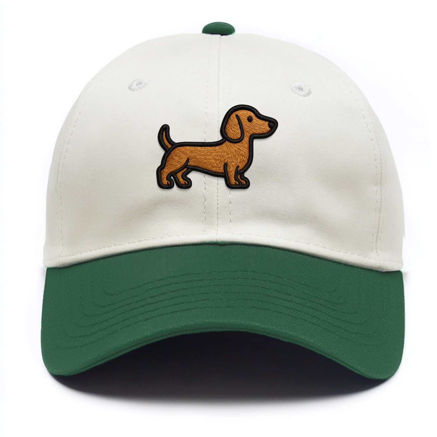 Dachshund - Modern elongated silhouette - Two Tone Cap - Green