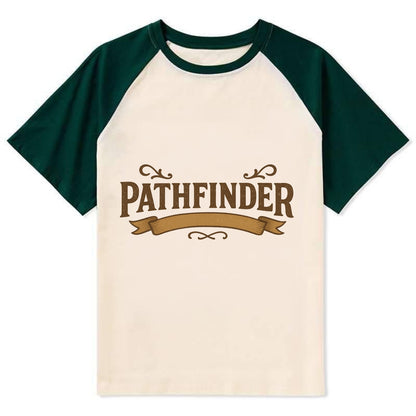 Bold typography design - "PATHFINDER" - finding the way, leading others - Contrast Raglan T-shirt - Green