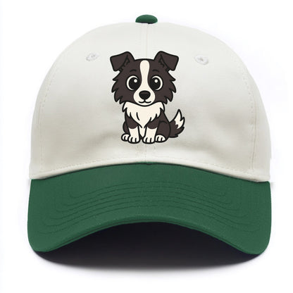 Border Collie - Intense stare sitting pose - Two Tone Cap - Green