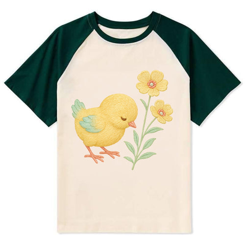 Yellow Chick - Contrast Raglan T-shirt