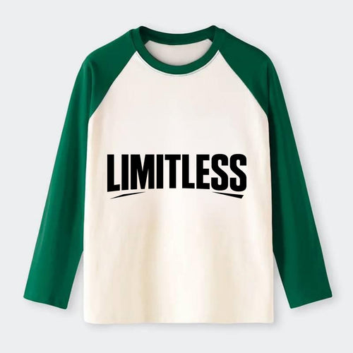 Bold typography design - LIMITLESS - no boundaries, infinite - Raglan Long Sleeve T-Shirt