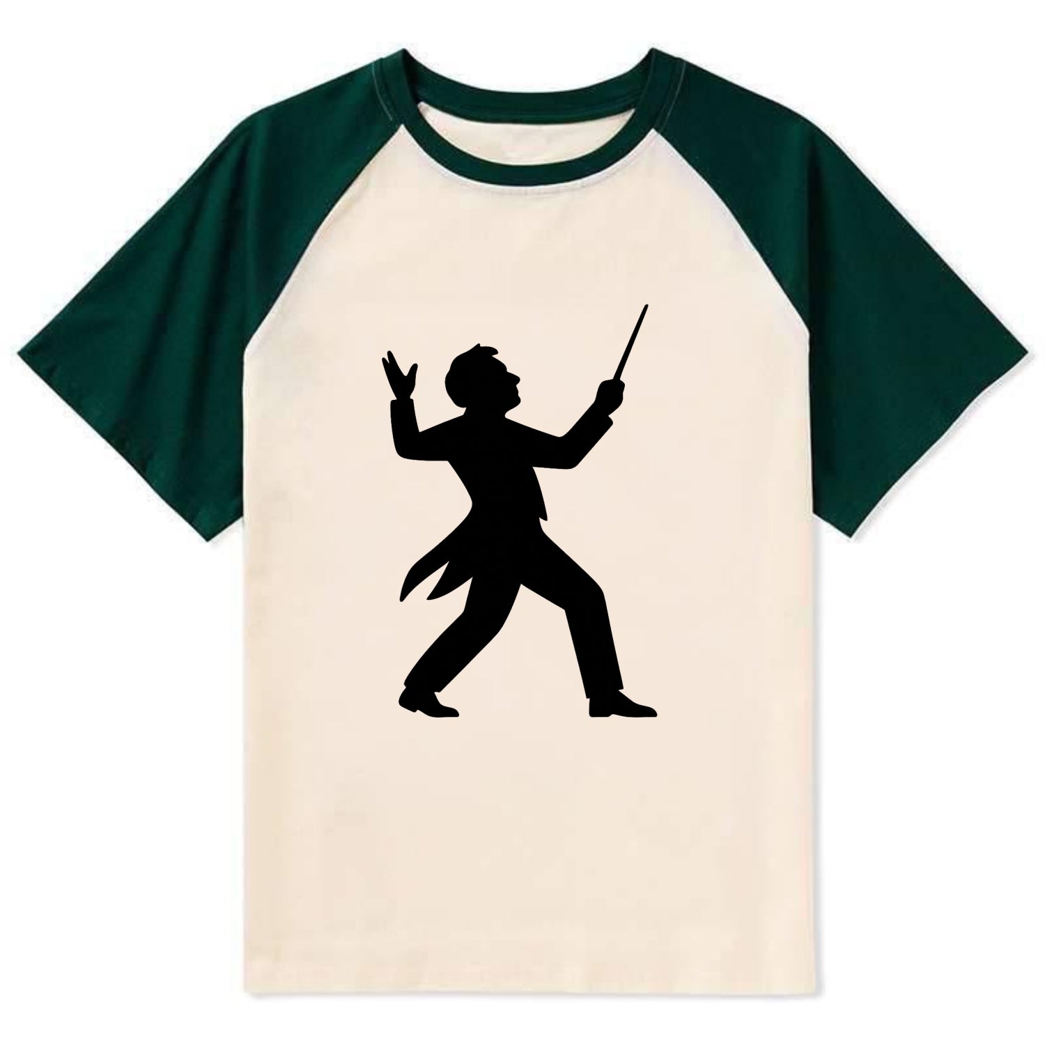 Conductor leading orchestra passionately - Contrast Raglan T-shirt - Green
