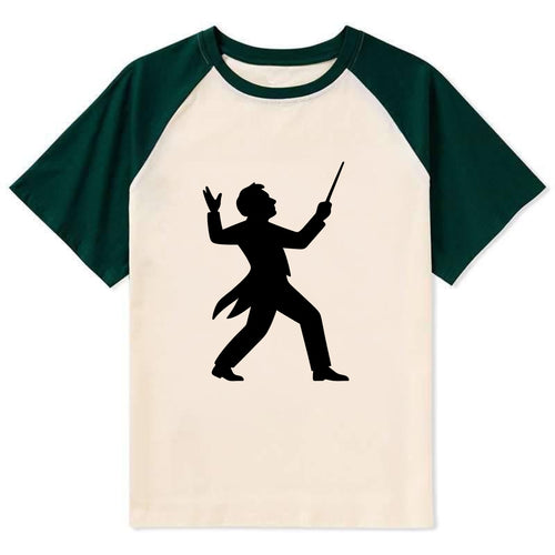Conductor leading orchestra passionately - Contrast Raglan T-shirt