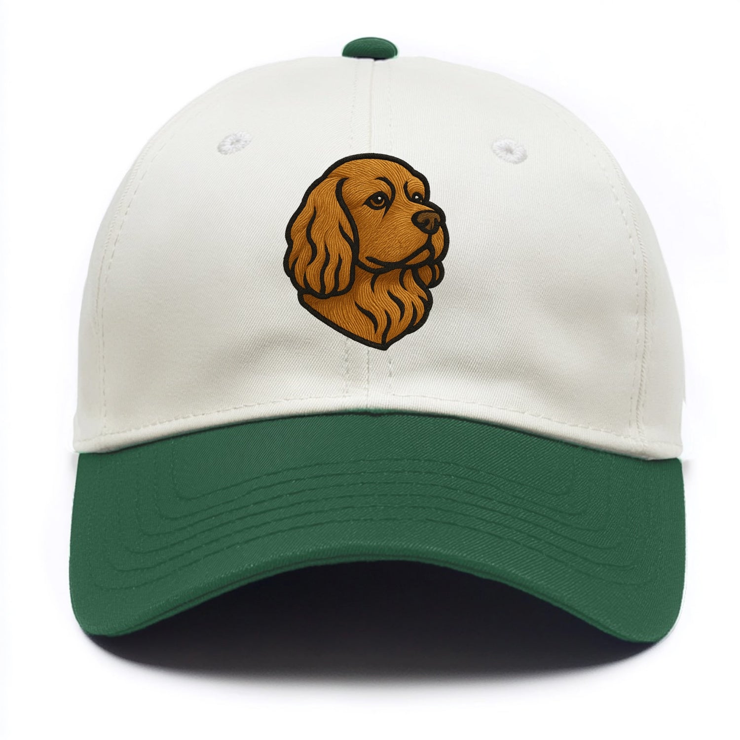 Sussex Spaniel - Golden liver embroidered low-set design - Two Tone Cap - Green