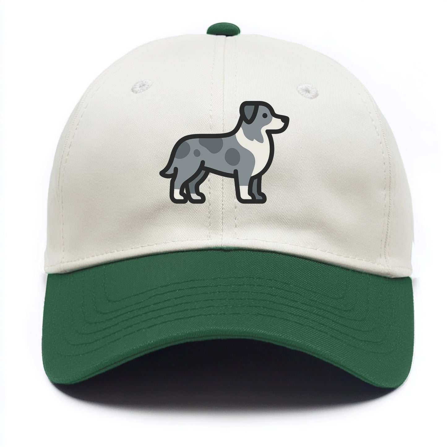 Australian Shepherd - Blue merle flat side profile - Two Tone Cap - Green