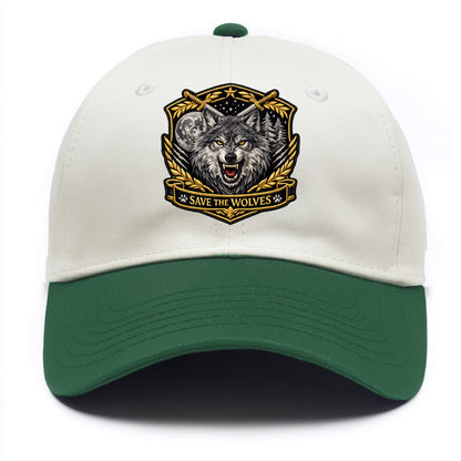 SAVE THE WOLVES - wolf moon in gray , predator protection - Two Tone Cap - Green