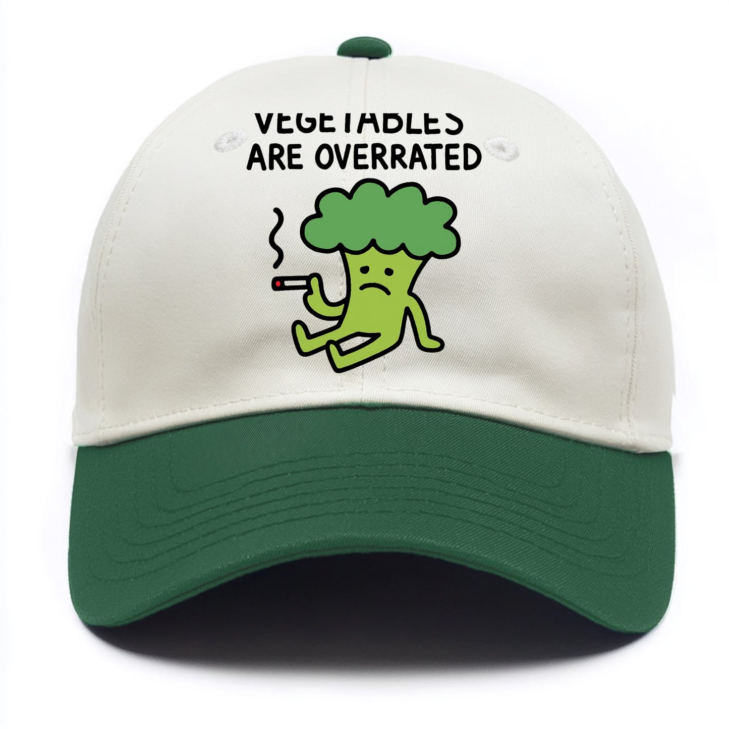 VEGETABLES ARE OVERRATED | Rebellious broccoli smoking - Two Tone Cap - Green