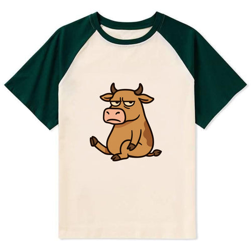 The Cow Judging Silently - Contrast Raglan T-shirt