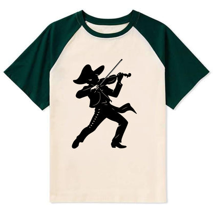 Mariachi violinist passionate performance - Contrast Raglan T-shirt - Green