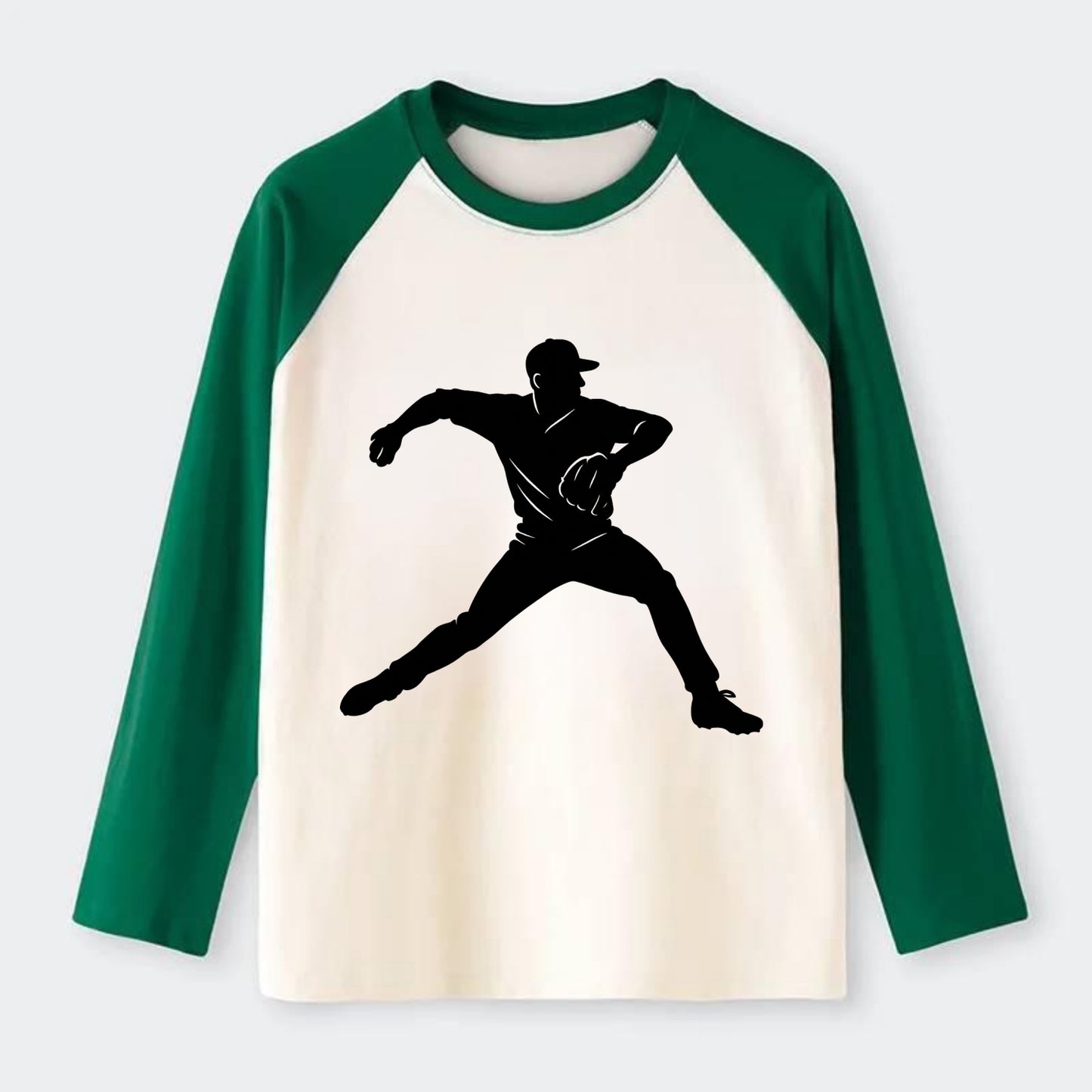 Baseball pitcher wind-up motion - Raglan Long Sleeve T-Shirt - Green