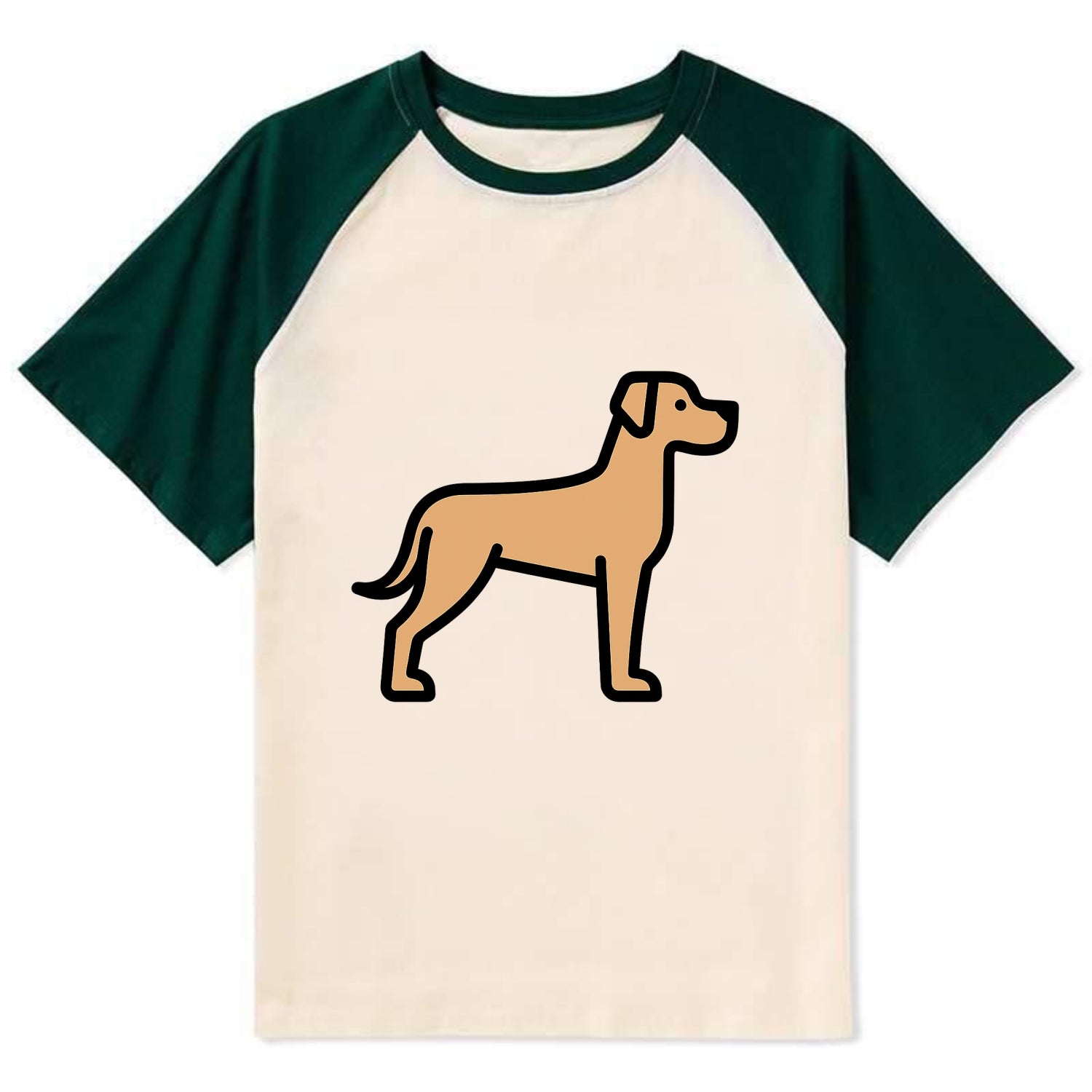 Great Dane - Fawn colored flat side profile - Contrast Raglan T-shirt - Green