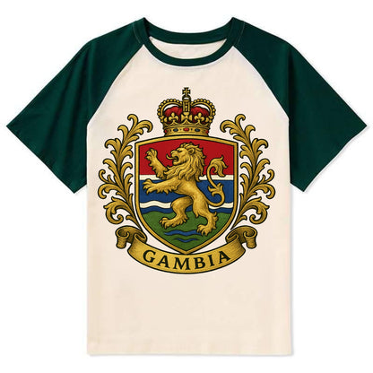 Gambia Heritage Badge  - Contrast Raglan T-shirt - Green