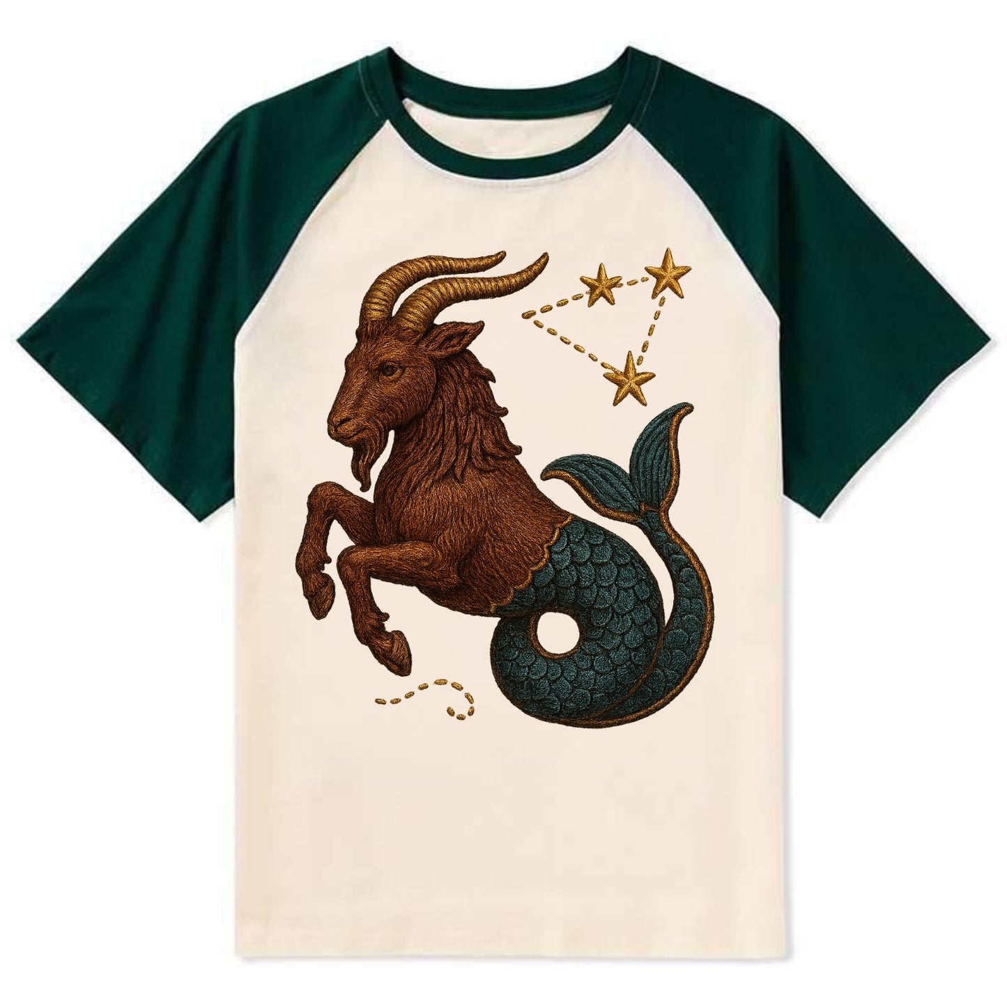 Capricorn Goat  - Contrast Raglan T-shirt - Green