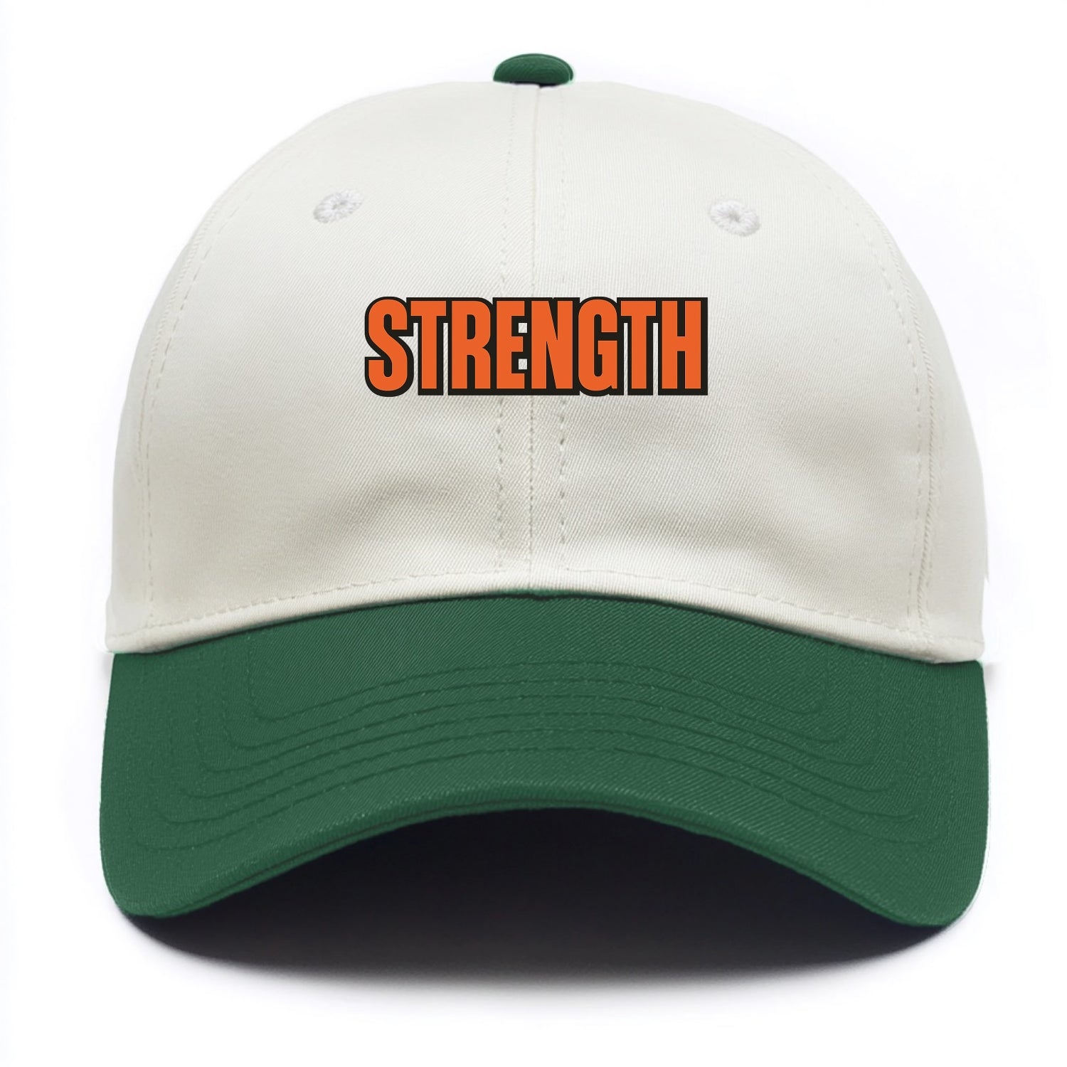 Bold typography design - "STRENGTH" - inner power, resilience, fortitude - Two Tone Cap - Green