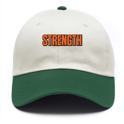 Bold typography design - "STRENGTH" - inner power, resilience, fortitude - Two Tone Cap - Green
