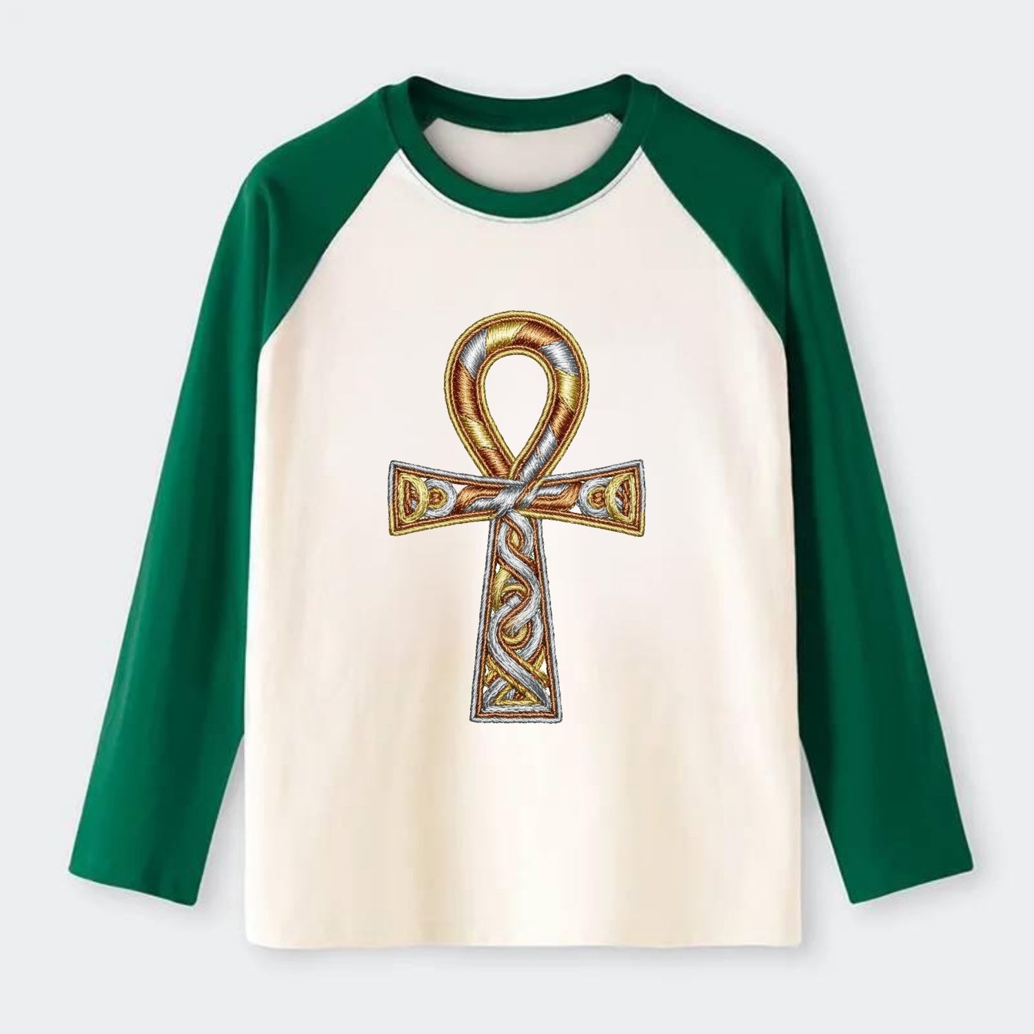 Ankh of Life - Raglan Long Sleeve T-Shirt - Green
