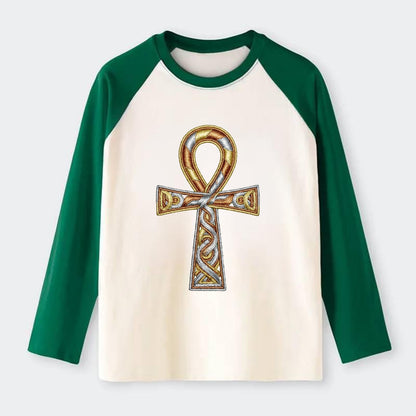 Ankh of Life - Raglan Long Sleeve T-Shirt - Green