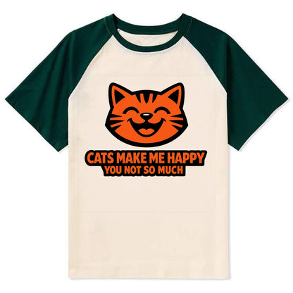 Feline Joy and Sassy Truths - Contrast Raglan T-shirt - Green