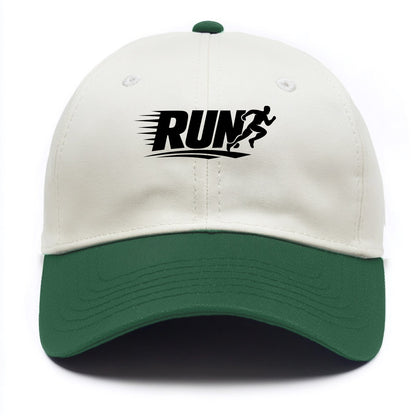 Bold typography design - "RUN" - cardio life, runner identity - Two Tone Cap - Green