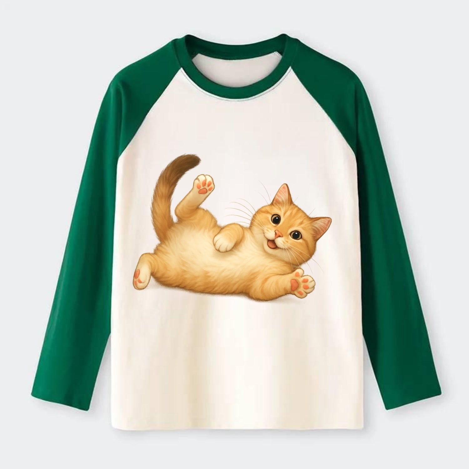 Therapy Cat  - Raglan Long Sleeve T-Shirt - Green