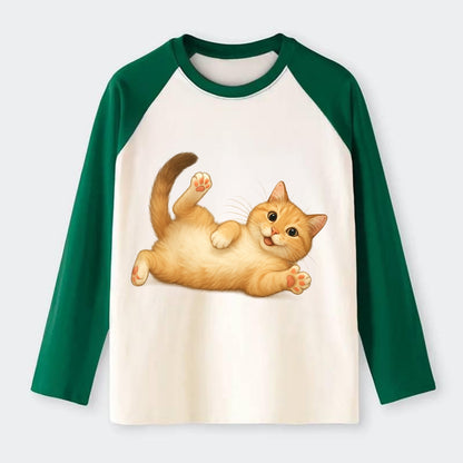 Therapy Cat  - Raglan Long Sleeve T-Shirt - Green