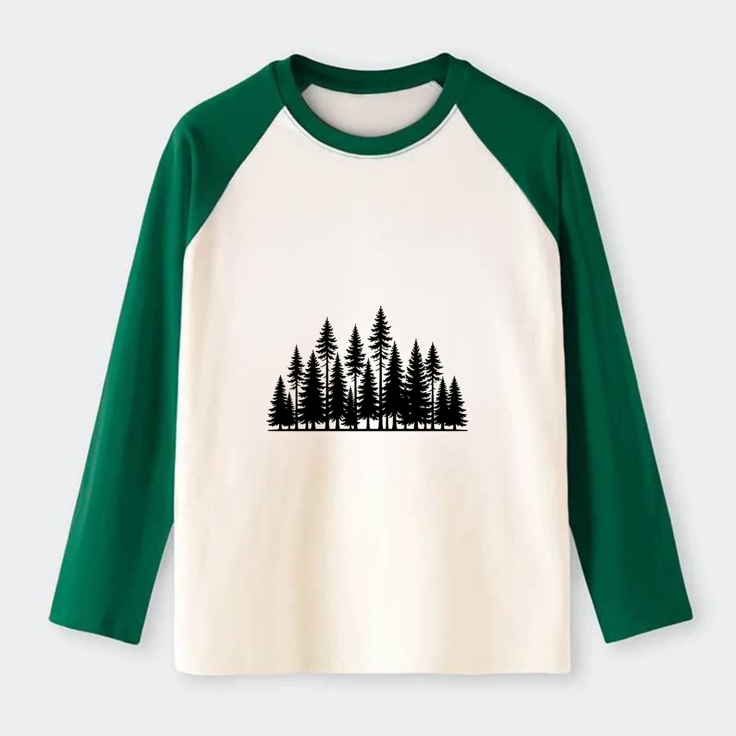 Pine Forest - Raglan Long Sleeve T-Shirt - Green