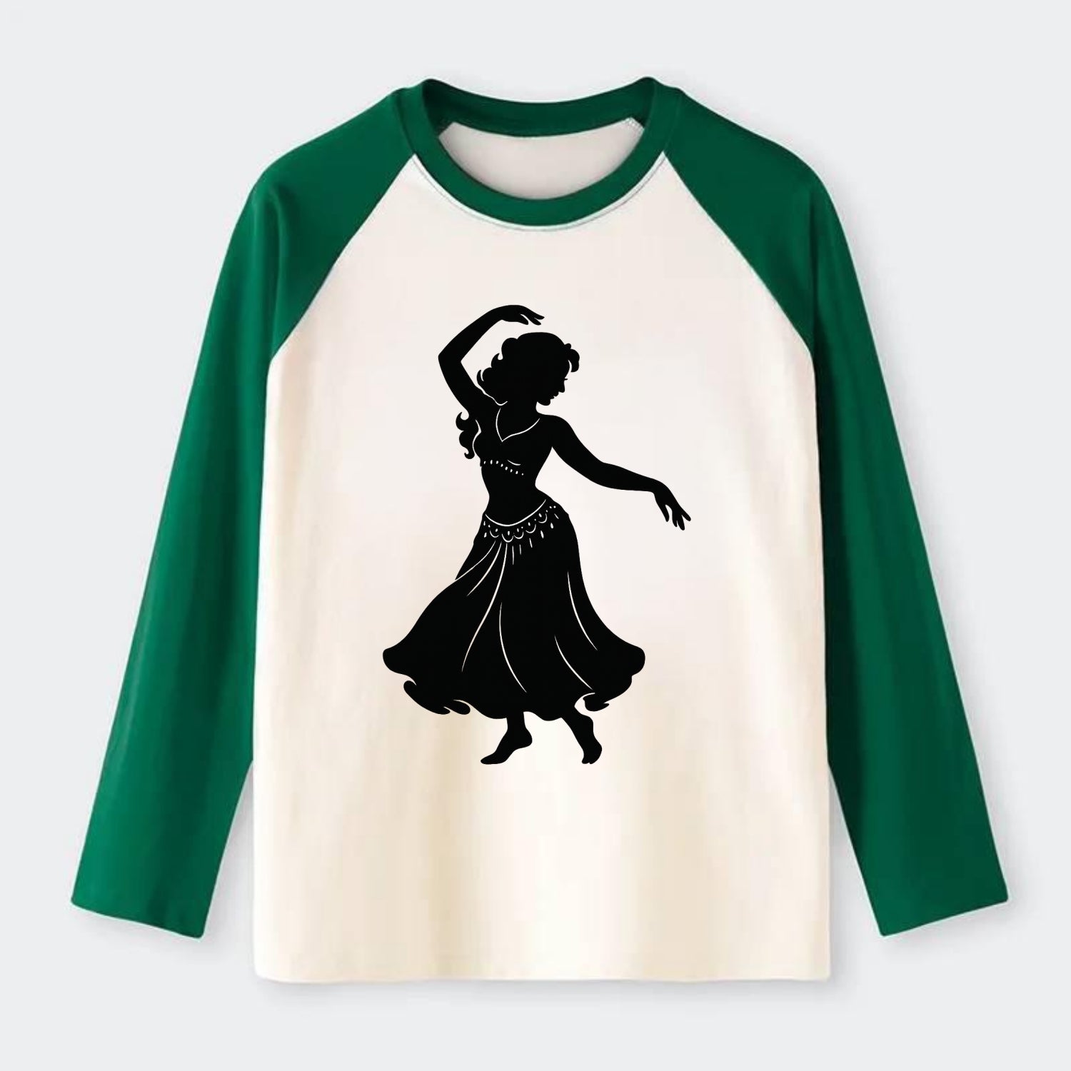 Belly dancer graceful gesture - Raglan Long Sleeve T-Shirt - Green