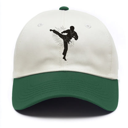 Taekwondo athlete spinning heel kick - Two Tone Cap - Green