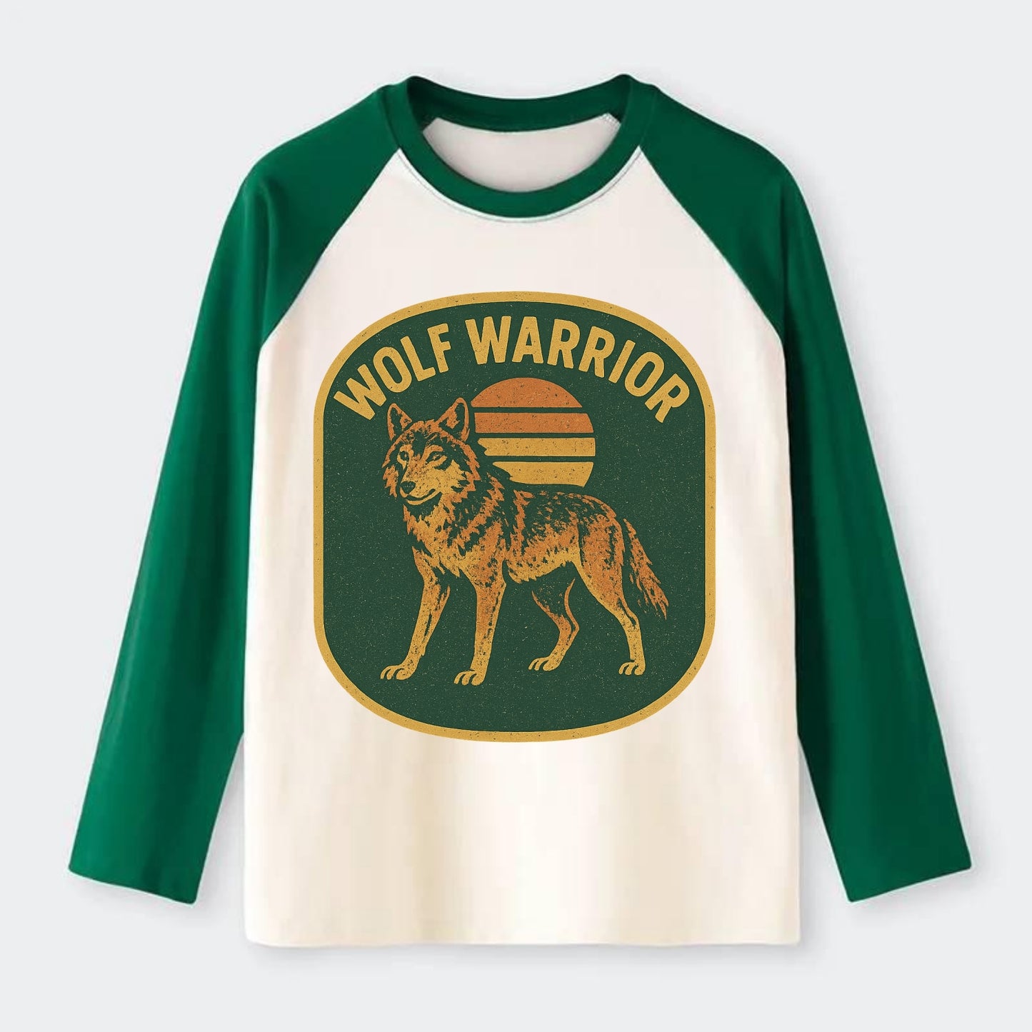 Wolf Warrior  - Raglan Long Sleeve T-Shirt - Green