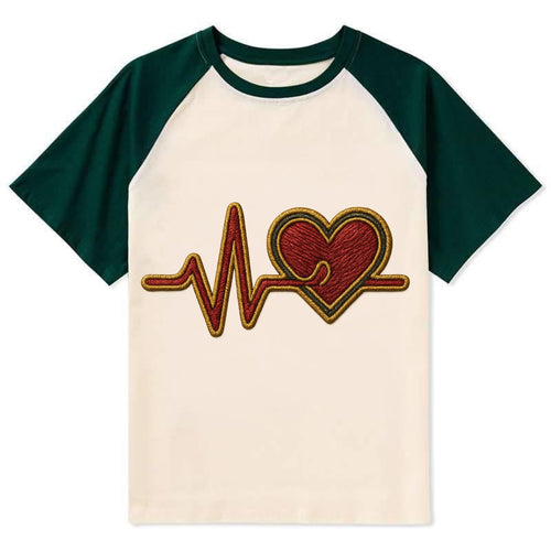 Heartbeat Line  - Contrast Raglan T-shirt