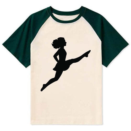 Irish step dancer Riverdance leap - Contrast Raglan T-shirt