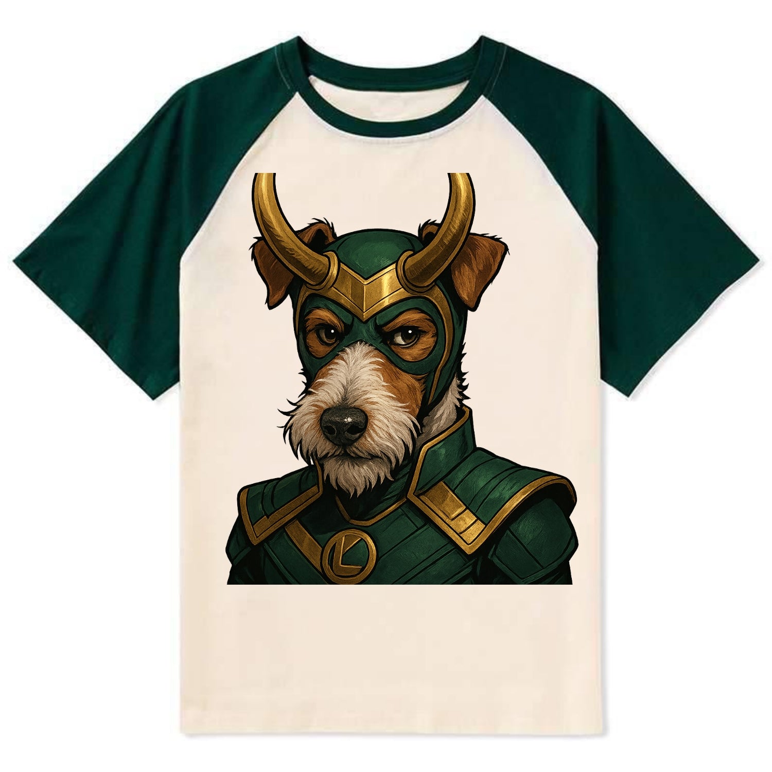 Fox Terrier Loki  - Contrast Raglan T-shirt - Green