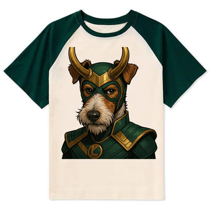 Fox Terrier Loki  - Contrast Raglan T-shirt - Green