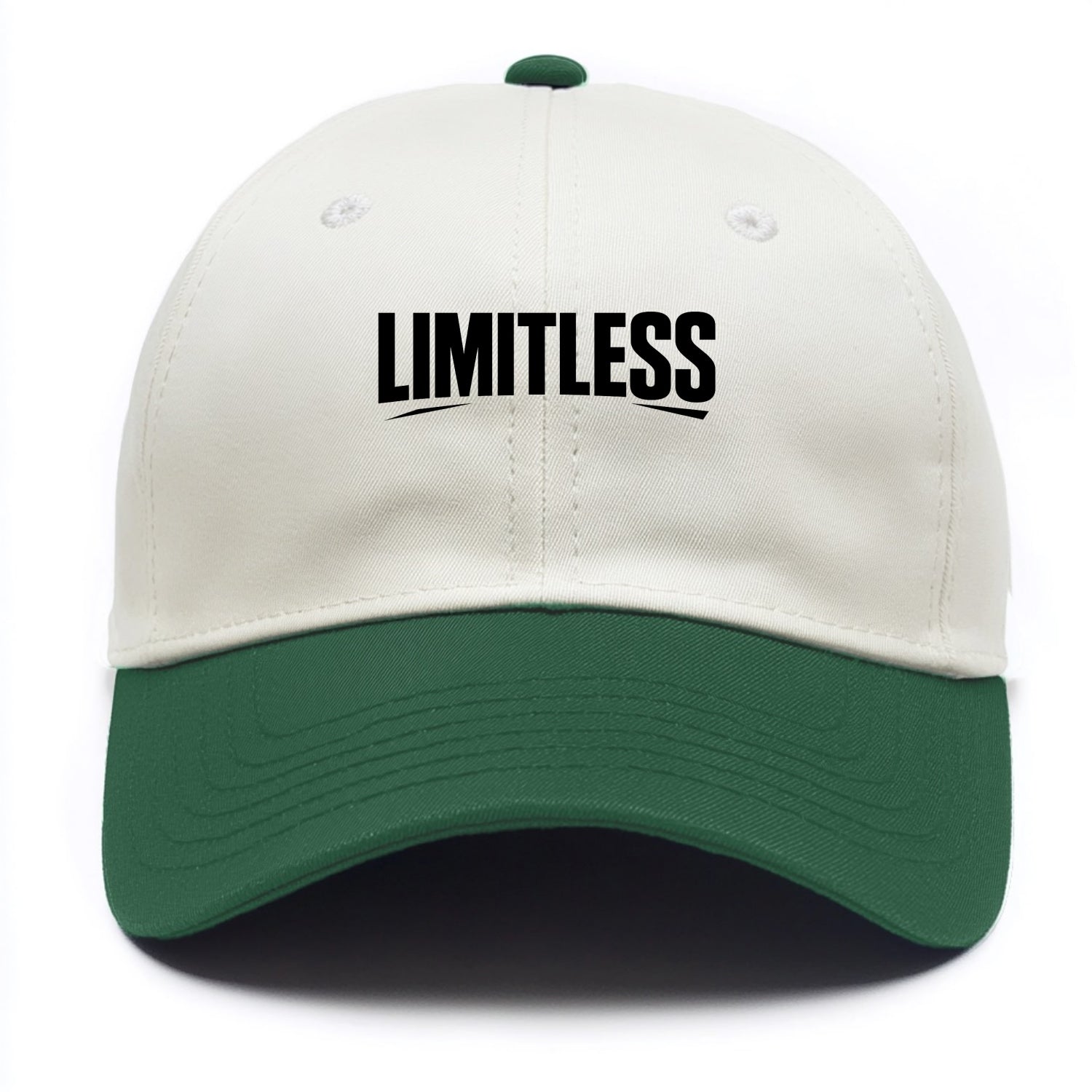 Bold typography design - "LIMITLESS" - no boundaries, infinite potential - Two Tone Cap - Green