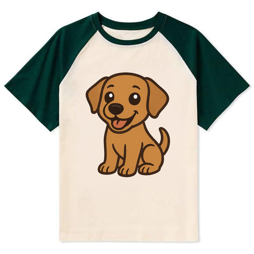Labrador - Happy panting expression - Contrast Raglan T-shirt