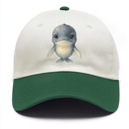 Baby Humpback Whale - dark gray with white flippers, large gentle eyes, - Two Tone Cap