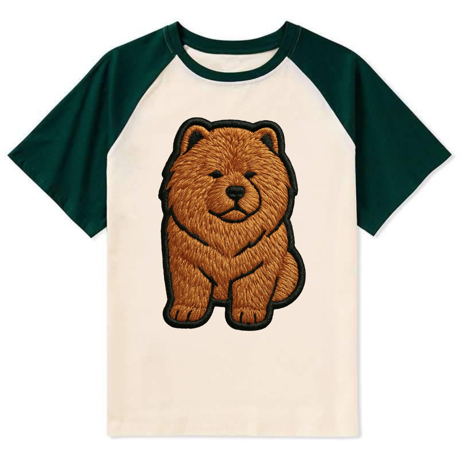 Chow Chow - Trendy lion-mane design with - Contrast Raglan T-shirt - Green