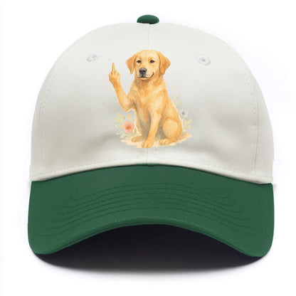 Labrador Retriever yellow sitting pretty, friendly face, strong paw up with sass - Two Tone Cap - Green