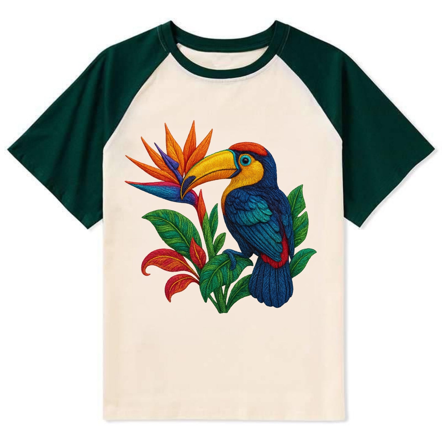 Toucan Paradise - Contrast Raglan T-shirt - Green