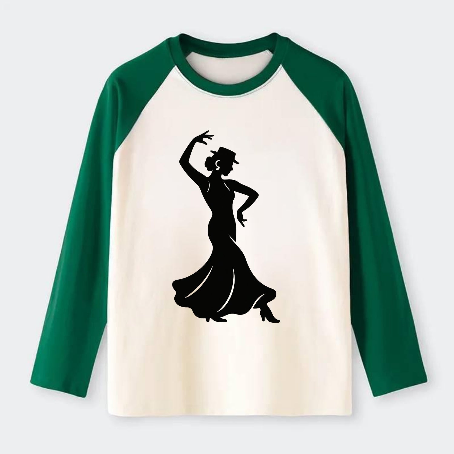 Flamenco dancer passionate stance - Raglan Long Sleeve T-Shirt - Green