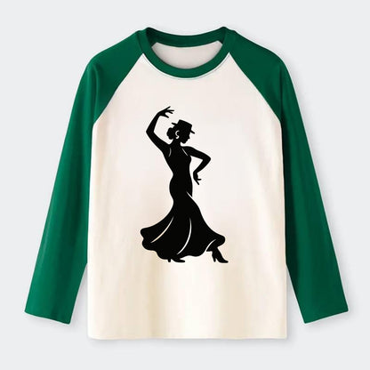 Flamenco dancer passionate stance - Raglan Long Sleeve T-Shirt - Green