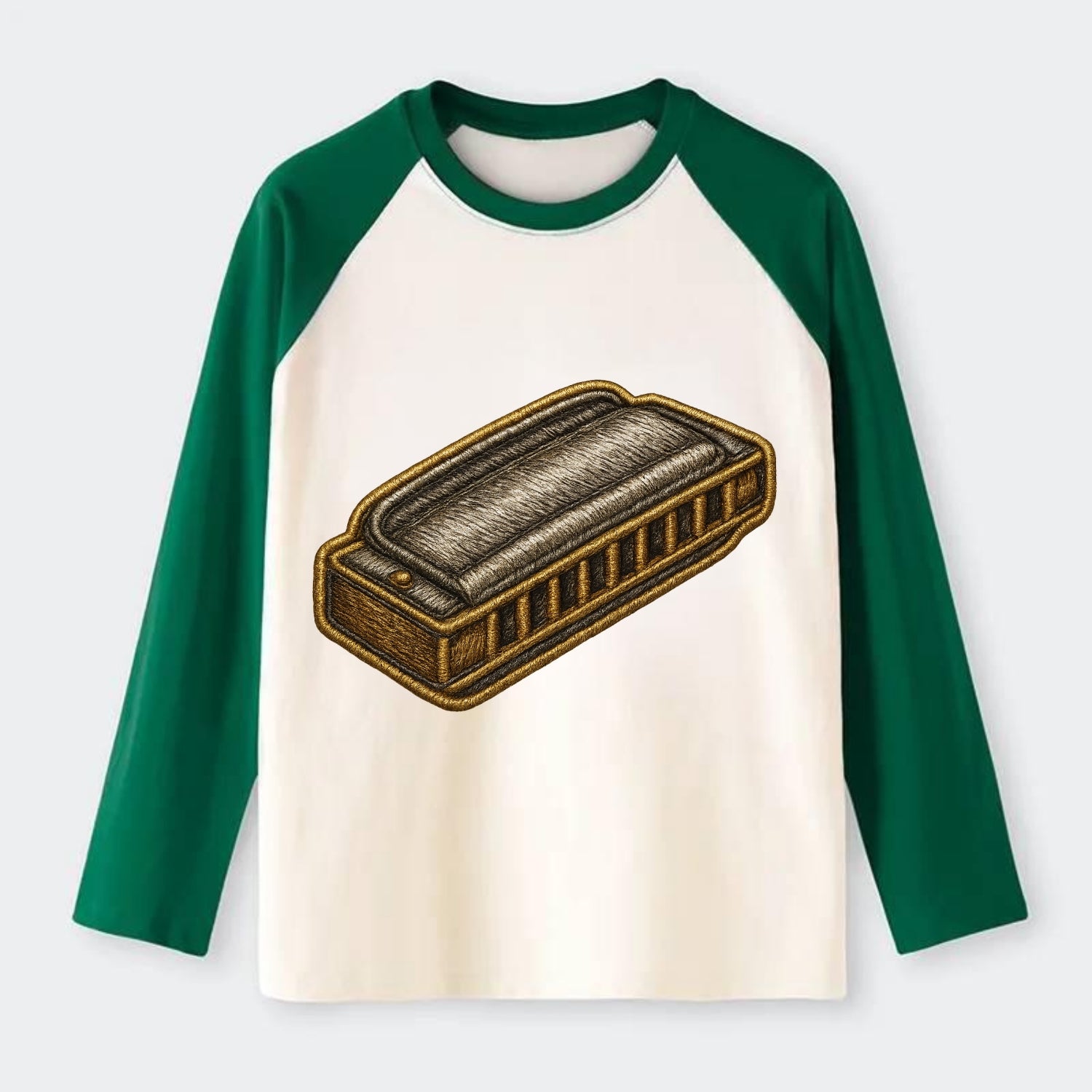 Harmonica  - Raglan Long Sleeve T-Shirt - Green