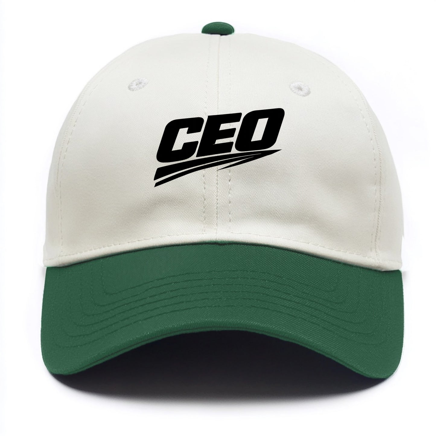 Bold typography design - "CEO" - chief executive, running things - Two Tone Cap - Green