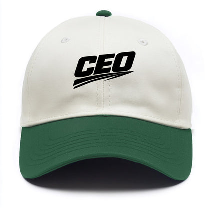 Bold typography design - "CEO" - chief executive, running things - Two Tone Cap - Green