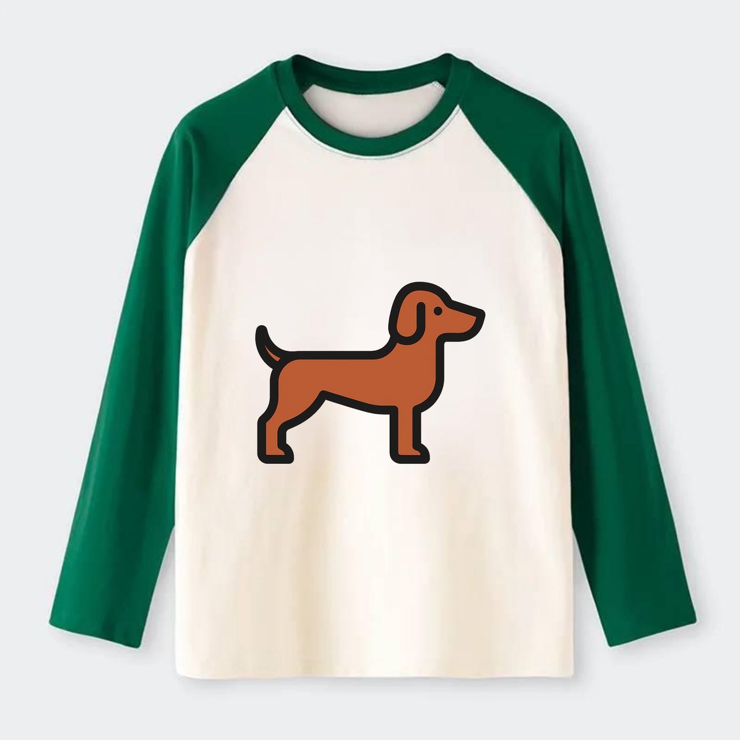 Vizsla - Rust colored flat side profile - Raglan Long Sleeve T-Shirt - Green