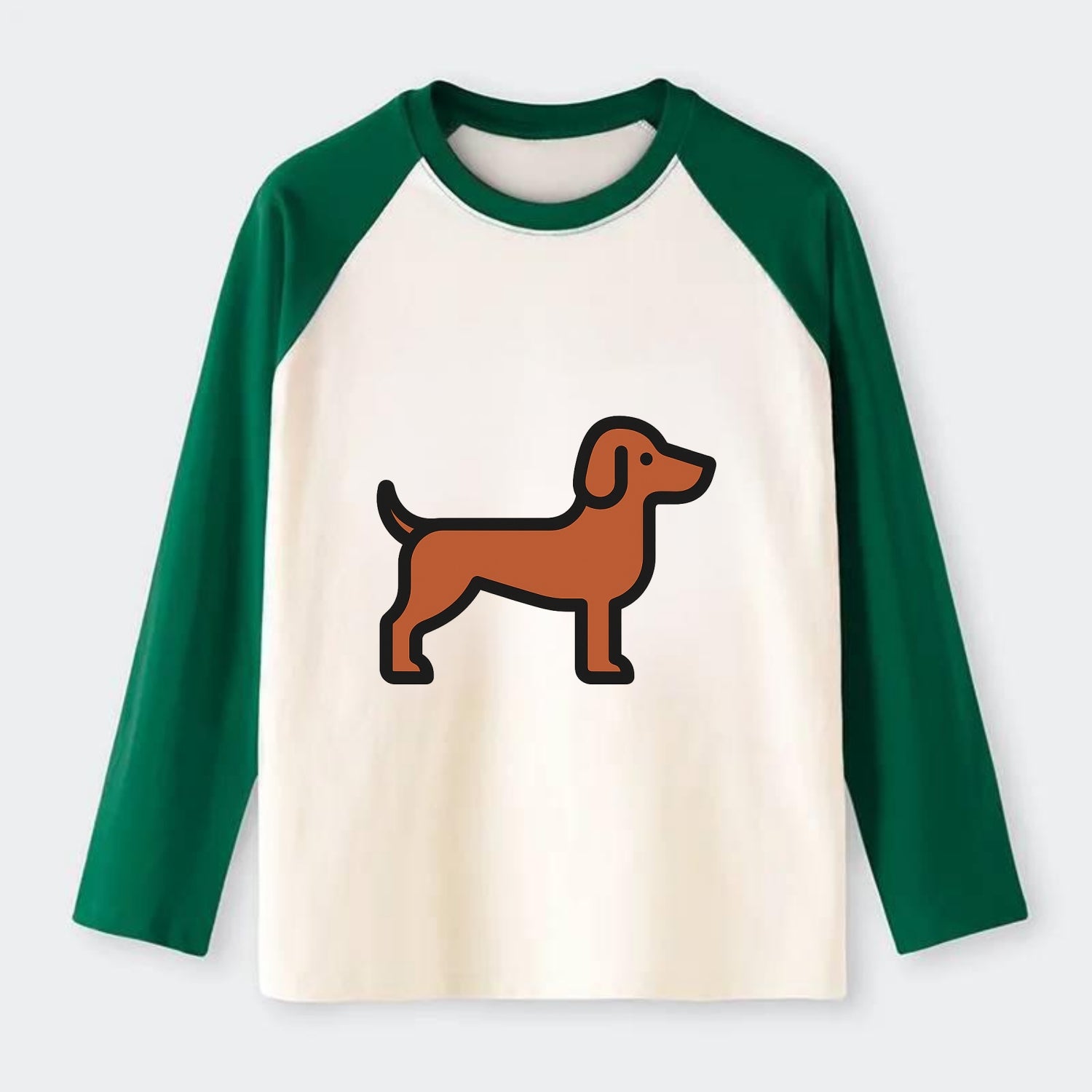 Vizsla - Rust colored flat side profile - Raglan Long Sleeve T-Shirt - Green