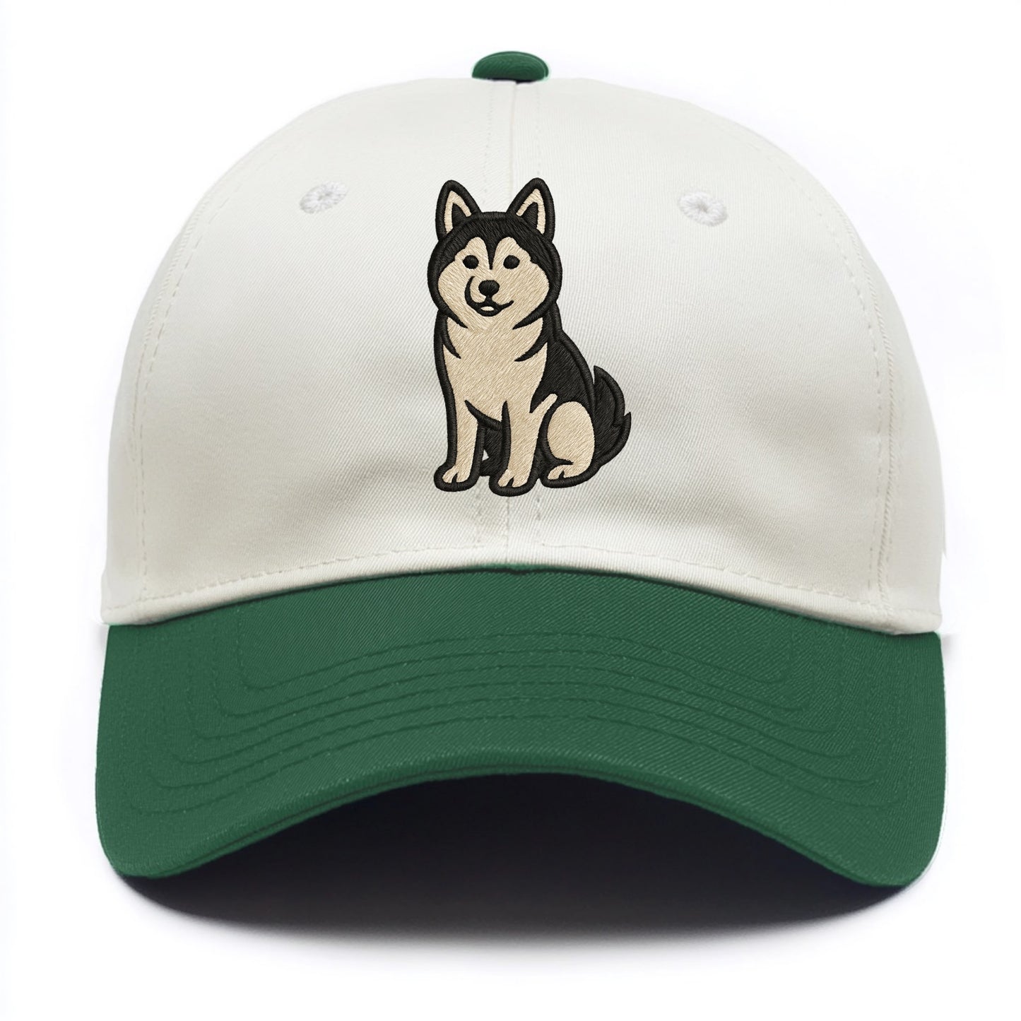 Pomsky - Pomeranian-Husky mix sitting po Two Tone Cap - Green
